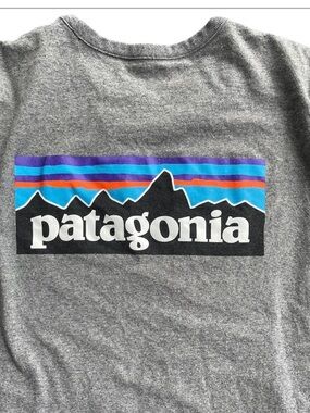 Patagonia XS  heather grey long sleeved recycled cotton shirt with classic logo